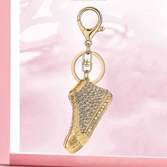 Golden High Top Tennis Shoe Keychain - Picture 2 of 4